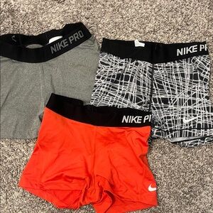 Nike Pro Shorts Trio - Red, Gray, Black/White